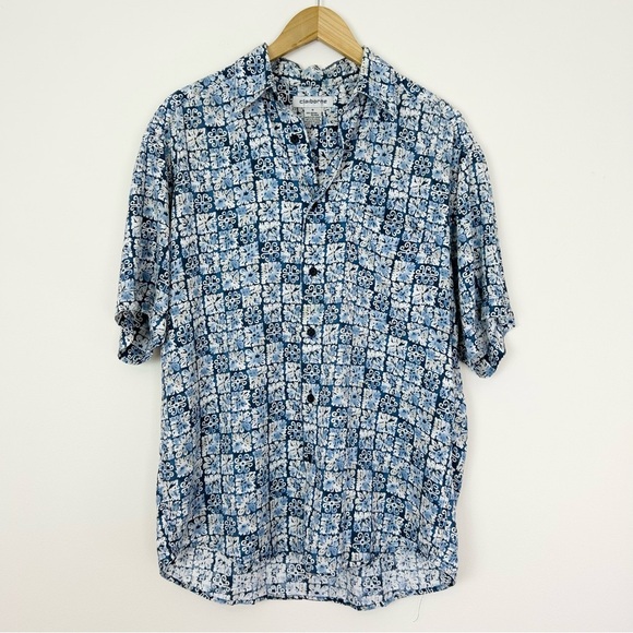 VTG Claiborne Men's Blue Patterned Shirt - Picture 1 of 9